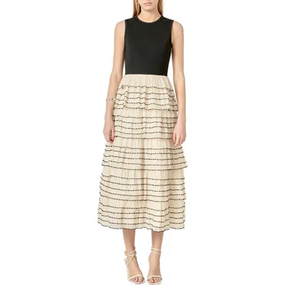 English Factory Mixed Media Tiered Ruffle Dress In Multi