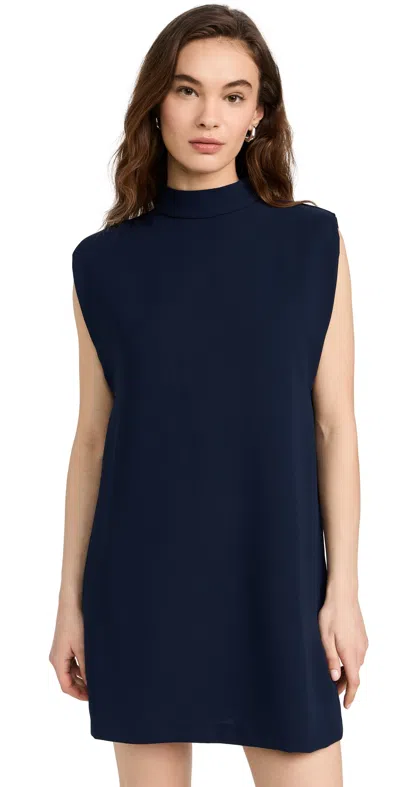 English Factory Mock Neck Sleeveless Shift Dress Navy