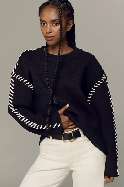 English Factory Mock-neck Whipstitch Sweater In Multicolor