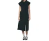 English Factory Modern Structure Midi Dress In Black/ White In Black