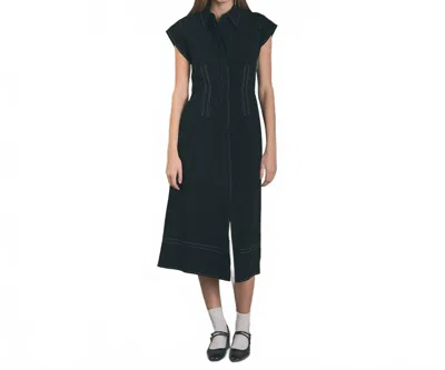 English Factory Modern Structure Midi Dress In Black/ White