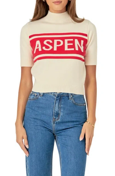 English Factory Motif Short Sleeve Sweater In Multi