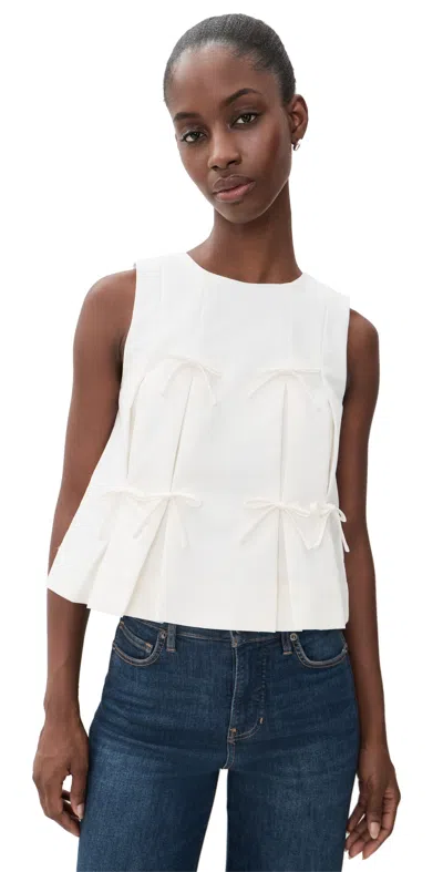 English Factory Multi Bow Pleated Top White