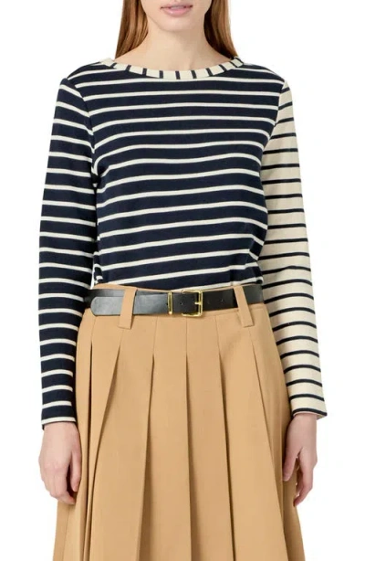 English Factory Multistripe Cotton T-shirt In Navy Multi