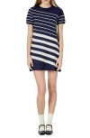 English Factory Multistripe Knit Minidress In Navy/cream