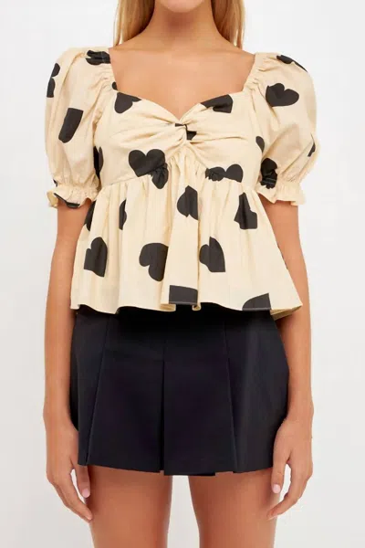 English Factory My Heart Is Set On You Top In Beige In Beige/black