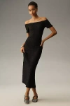 English Factory Off-the-shoulder Textured Midi Dress In Black