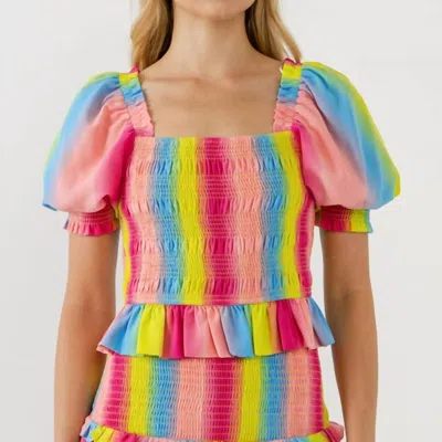 English Factory Ombre Stripe Top In Multi