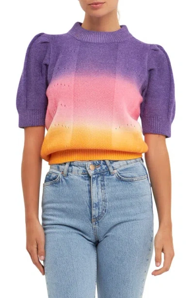 English Factory Ombré Sweater In Purple/orange