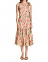 English Factory One-shoulder Flounce Midi Dress In Multi In Pink