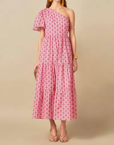 English Factory Floral One Shoulder Maxi Dress In Pink