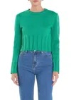 English Factory Open Back Cropped Sweater In Green