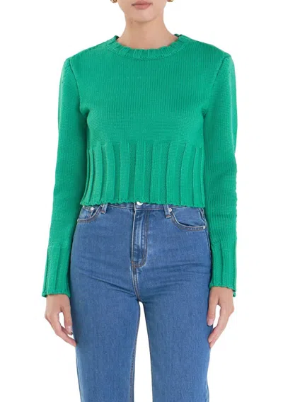 English Factory Open Back Cropped Sweater In Green