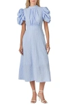 English Factory Open Back Puff Sleeve Maxi Dress In Blue