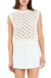 English Factory Open Knit Sleeveless Sweater In White