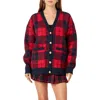 English Factory Oversize Check Cardigan In Red Multi