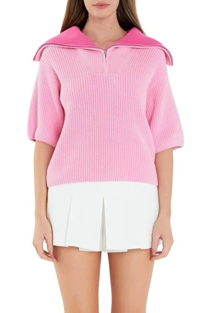 English Factory Oversize Collar Pullover Sweater In Pink