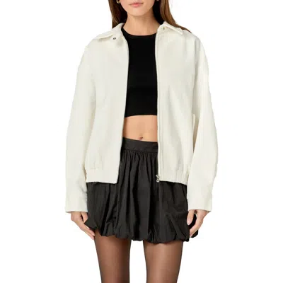 English Factory Oversize Corduroy Zip Jacket In Off White