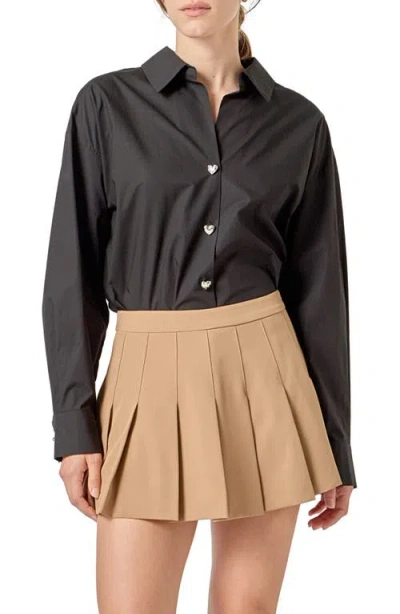 English Factory Oversize Cotton Button-up Shirt In Brown