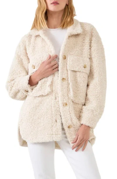 English Factory Oversize Faux Shearling Jacket In Ivory