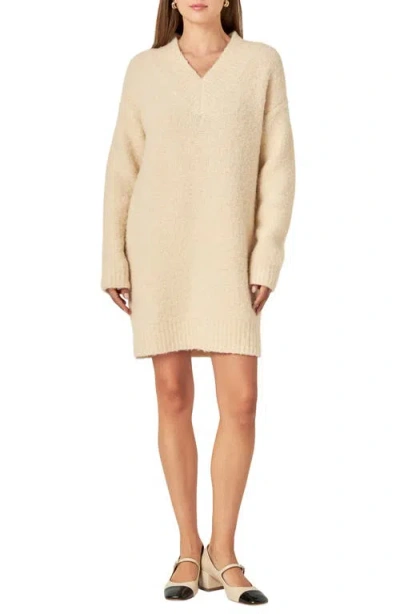 English Factory Oversize Long Sleeve Sweater Dress In Cream