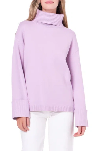 English Factory Oversize Turtleneck Sweater In Lilac