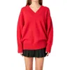 English Factory Oversize V-neck Sweater In Red