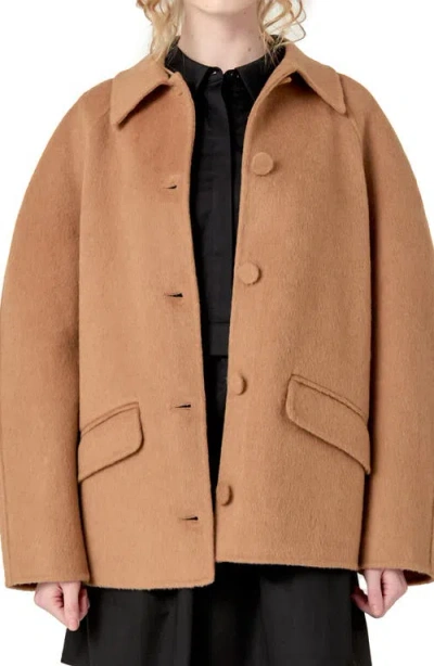 English Factory Oversize Wool Coat In Brown
