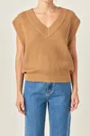 English Factory Oversized Knit Sweater Vest In Camel