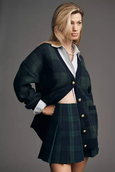English Factory Oversized Plaid Cardigan Sweater In Green