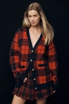 English Factory Oversized Plaid Cardigan Sweater In Multi