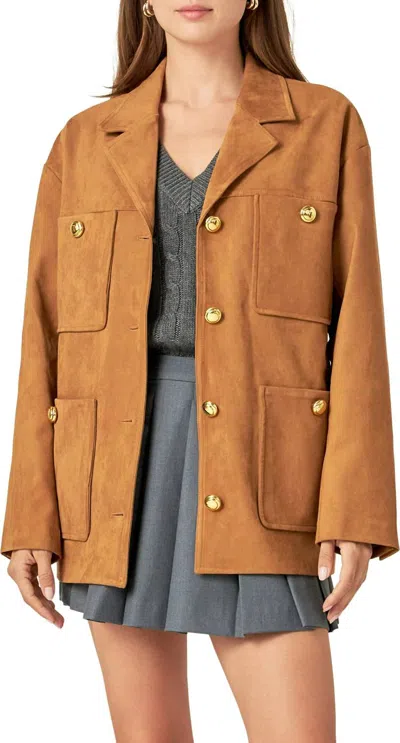 ENGLISH FACTORY PADDED SHOULDER SUEDE JACKET IN COPPER