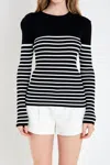 English Factory Parie Striped Pullover In Black And White