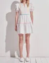 ENGLISH FACTORY PARKER PIPED DRESS IN WHITE