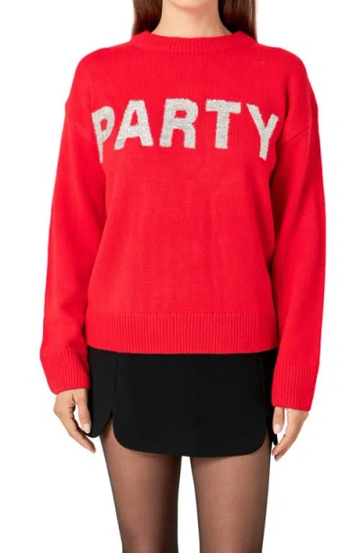 English Factory Party Metallic Sweater In Red