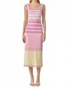 English Factory Pastel Waves Crochet Midi Dress In Multicolor In Pink