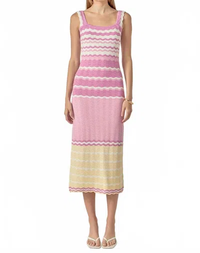 ENGLISH FACTORY PASTEL WAVES CROCHET MIDI DRESS IN MULTICOLOR