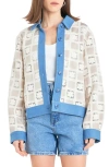 ENGLISH FACTORY ENGLISH FACTORY PATCHWORK CROCHET & DENIM JACKET