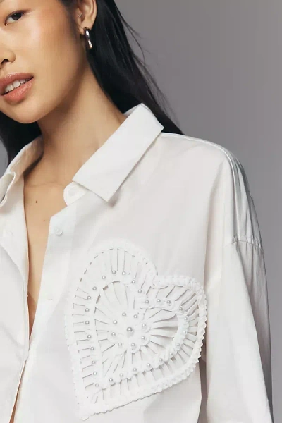 English Factory Pearl Buttondown Shirt In White