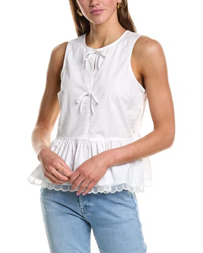 English Factory Pearl Scallop Top In White