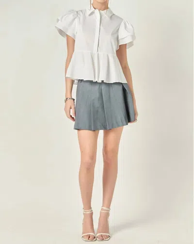 English Factory Peplum Shirt Blouse In White