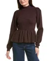 English Factory Peplum Waist Wool-blend Top In Brown