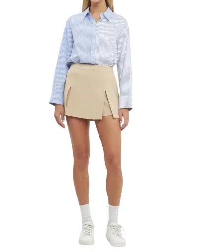 English Factory Pinstripe Color Block Shirt In Oxford Blue