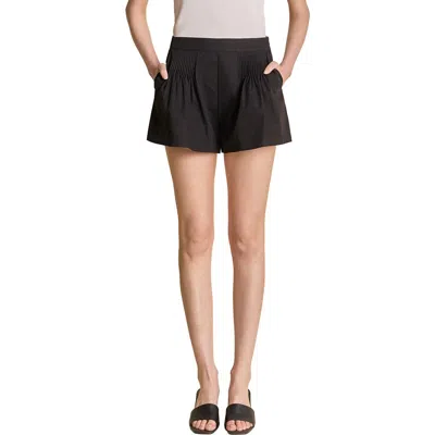 English Factory Pintuck Flare Cotton Shorts In Brown