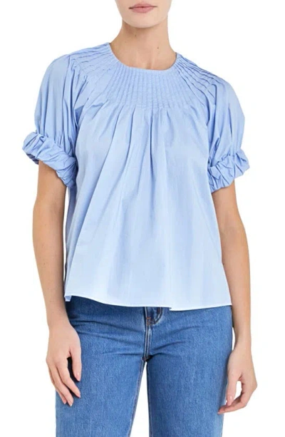 English Factory Pintuck Yoke Top In Blue