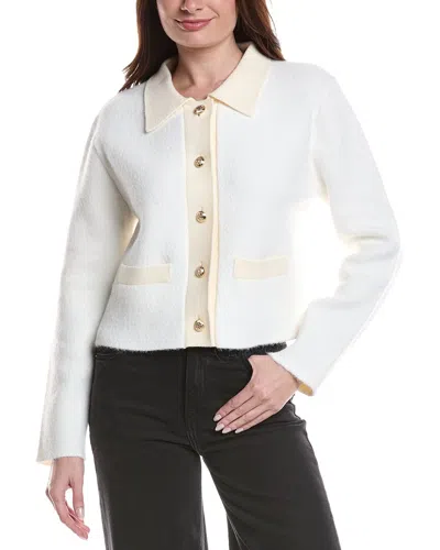 English Factory Placket Cardigan In White