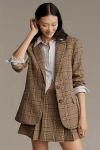 English Factory Plaid Blazer Jacket In Brown