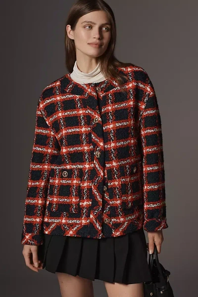 English Factory Plaid Bouclé Lady Jacket In Red