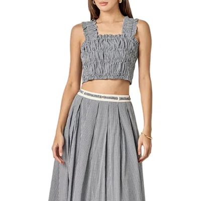 English Factory Plaid Smocked Crop Tank In Blue