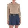 English Factory Platter Collar Quarter-zip Sweater In Taupe